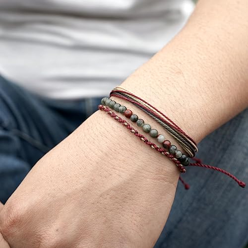 Miniatura 2 de Handmade Natural Stone Beaded Healing Bracelet Gift for Men Adjustable Rope String Bracelets (Southern jadeInk)