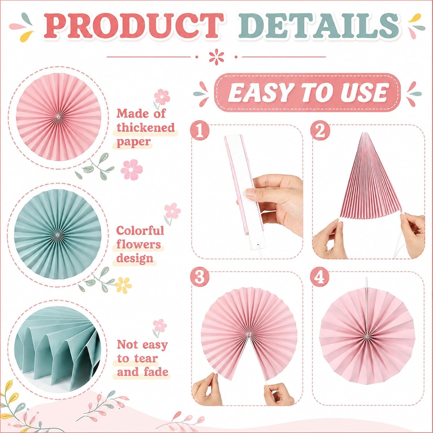 12 Pcs Boho Classroom Bulletin Board Decorations Boho Hanging Paper Fans Back to School Hanging Fans Paper Round Garlands Decor for Teacher Classroom Office Wall Baby Shower Backdrop Party Supplies