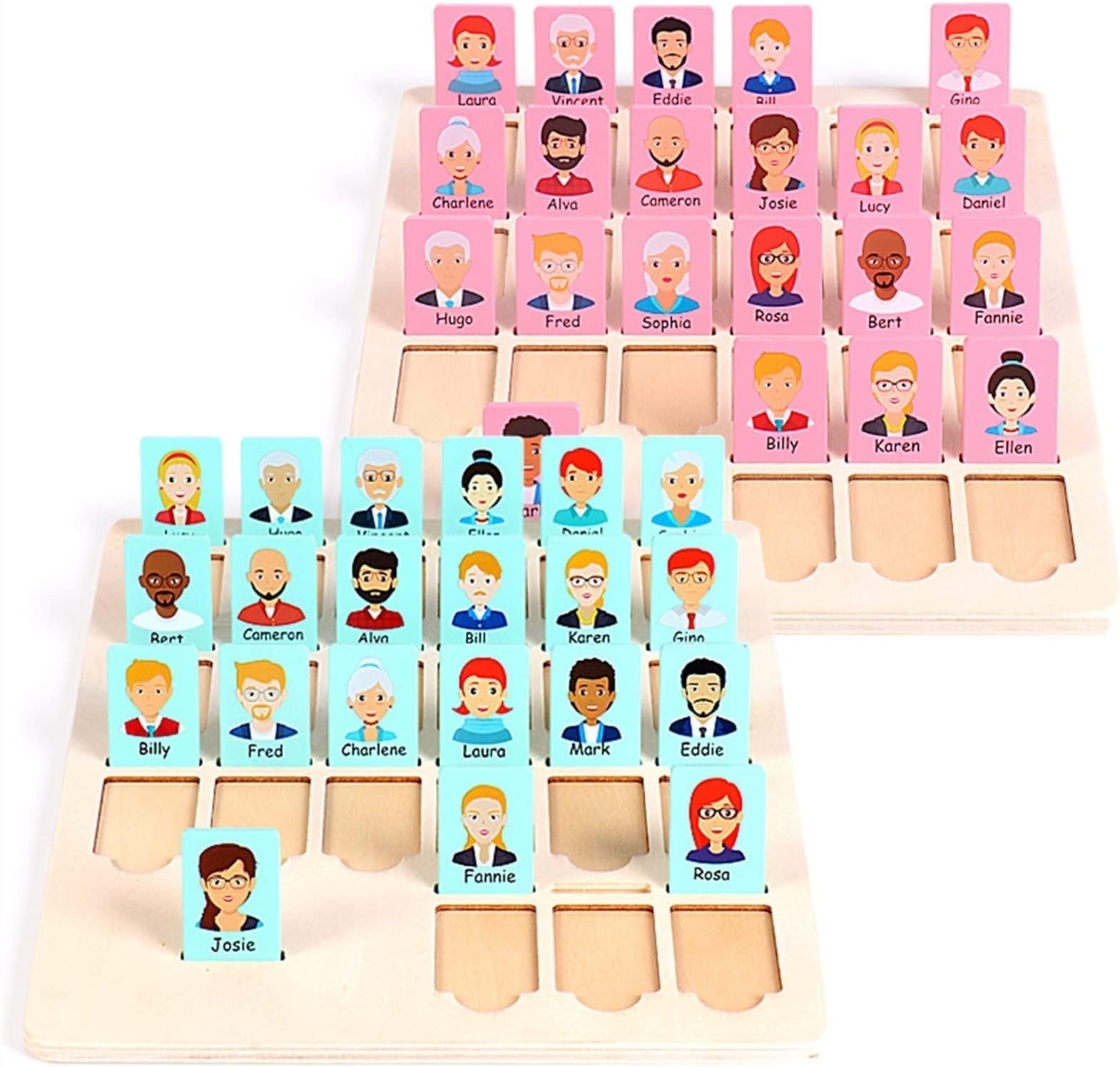 ZyCC Children's Educational Playing Wooden Toy Who AM I Kid Family Party Board Game Intelligent Guess Puzzle Board Game ( Color : Multi-colored )