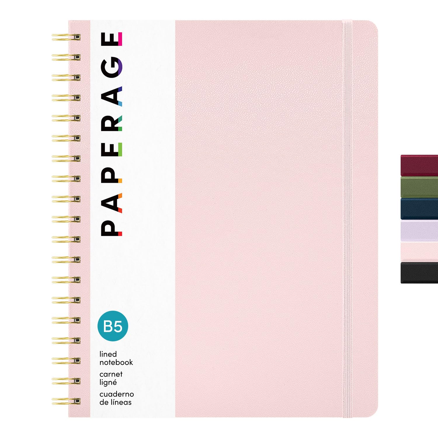 PAPERAGE Lined Spiral Journal Notebook, (Blush), 160 Pages, Large B5 Hardcover Journal for Women & Men, 10 in x 8.15 in - 100 GSM, Thick Paper, Spiral Notebook for Work, School & Journaling