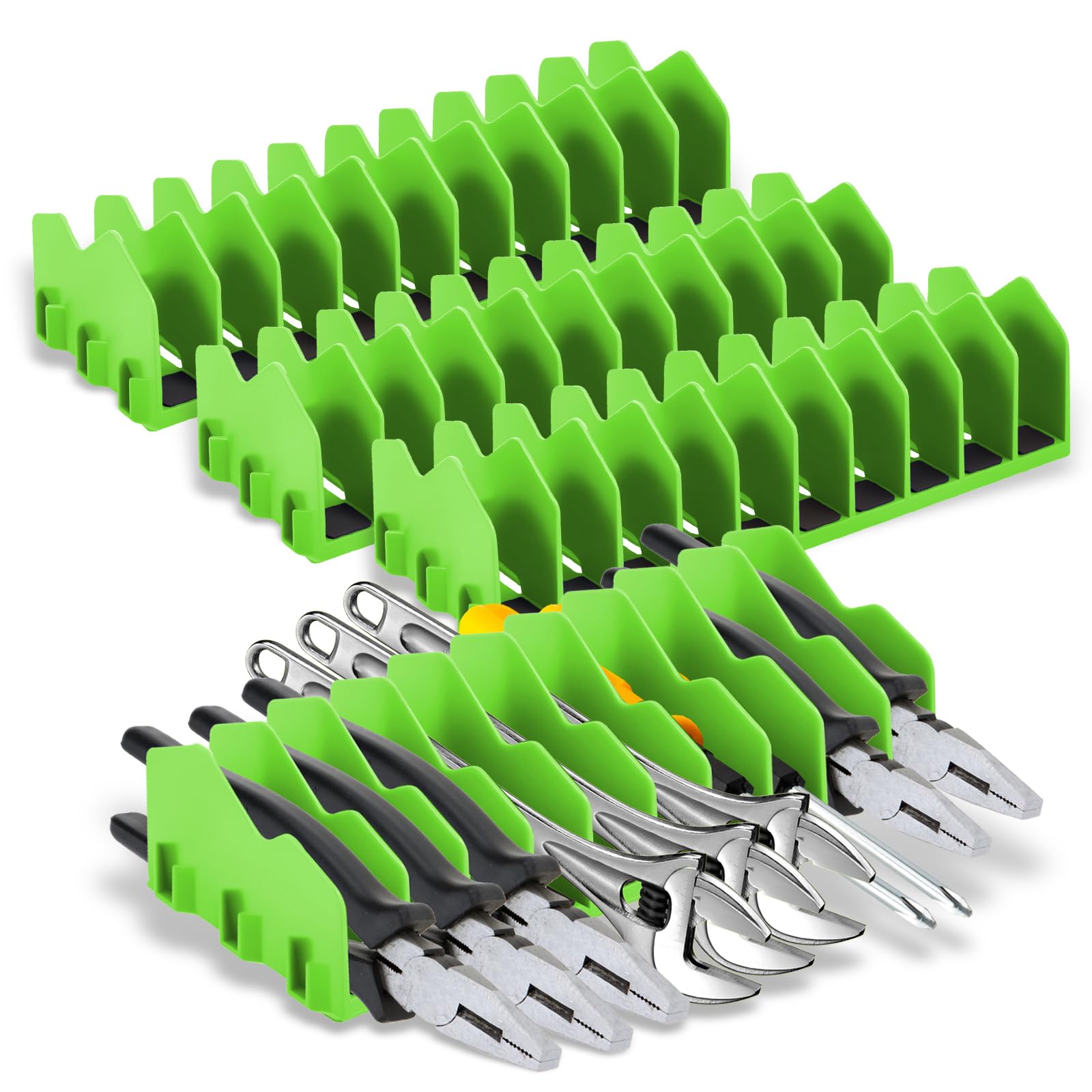 PATNFR 4 Pcs Plier Organizer Rack with Nonslip Rubber Base 10 Slots Pliers Cutters Rack Plastic Tool Organizer Space Saving Tools Drawer Toolbox for Tools Box Storage