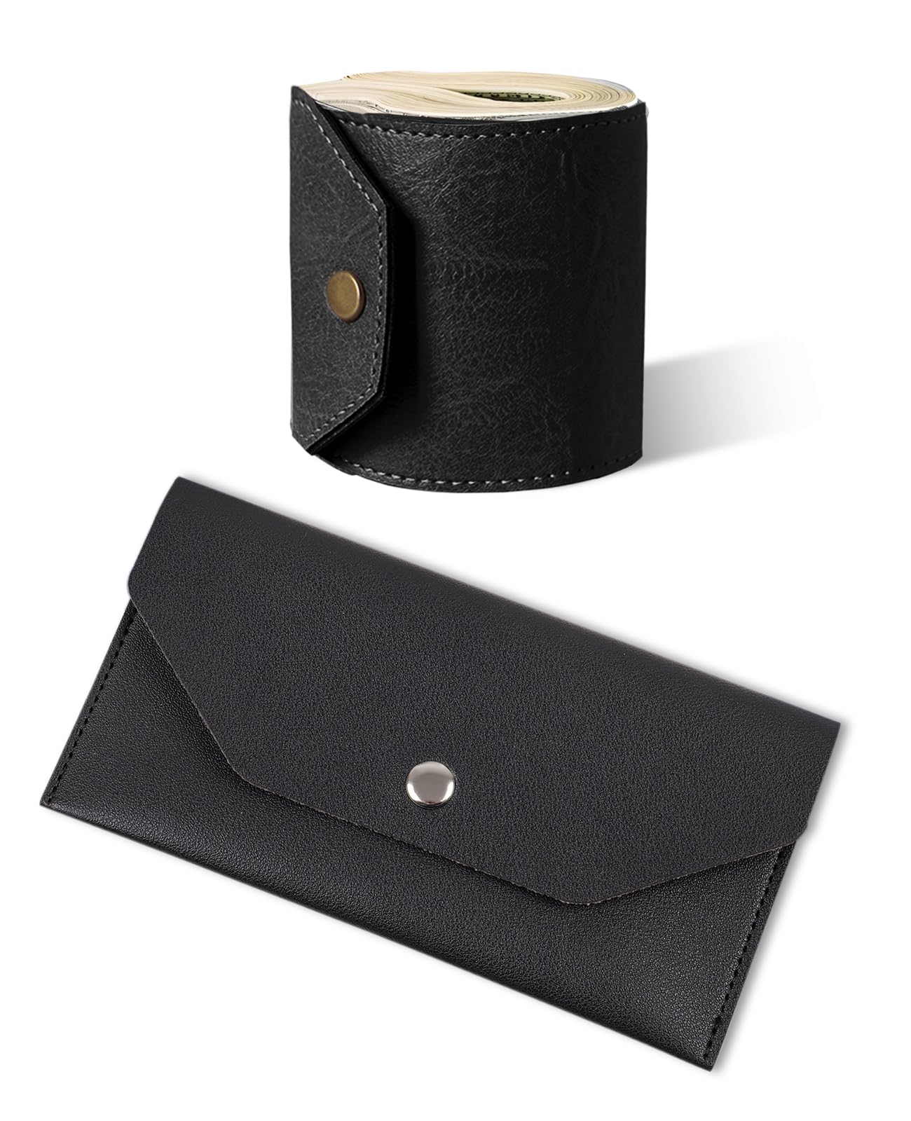 2 Pcs Cash Envelope Wallet, Reusable Fast Access Cash Wrap Wallet for Men Women with Card Holder (Black)-image-44