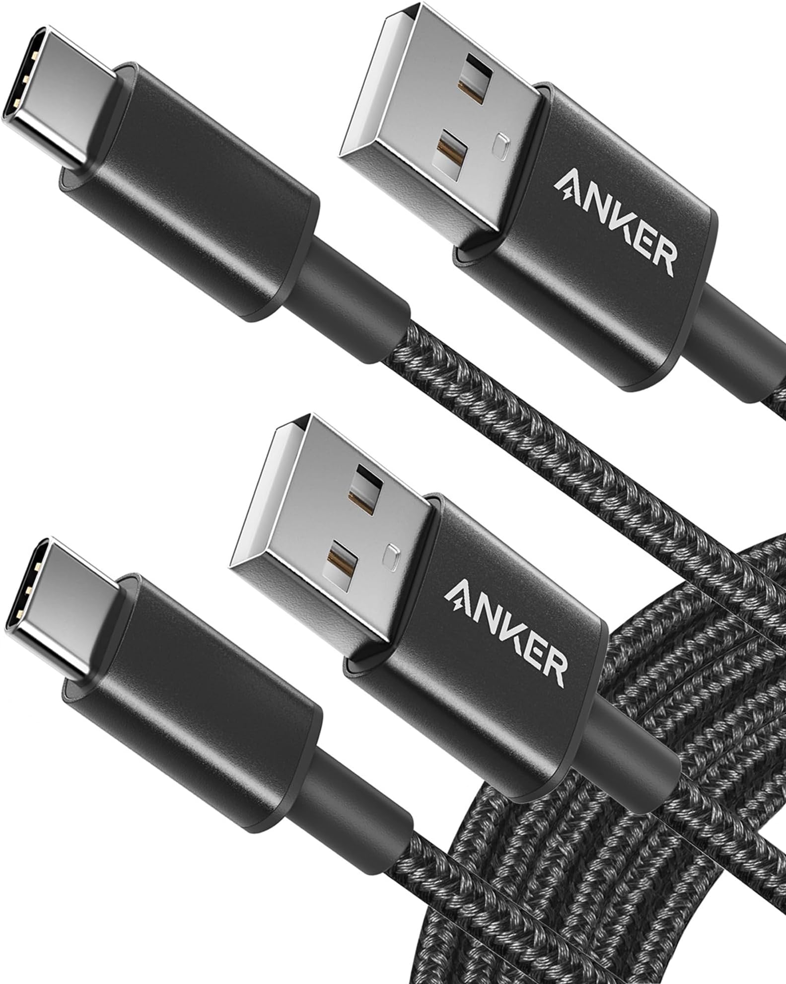 Anker USB C Charger Cable, 2-Pack 10 ft (3 m) USB to USB C Cable, USB A to USB C Braided Phone Charger Cable for iPhone 17/16/15, iPad Pro, Samsung Galaxy, and More(Black)