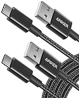 Vista 1 de Anker Cable [2 unidades, 10 pies], cable USB A a USB C para iPhone serie 17, Samsung Galaxy S10 S10+, LG V30, Beats Fit Pro y más (negro)