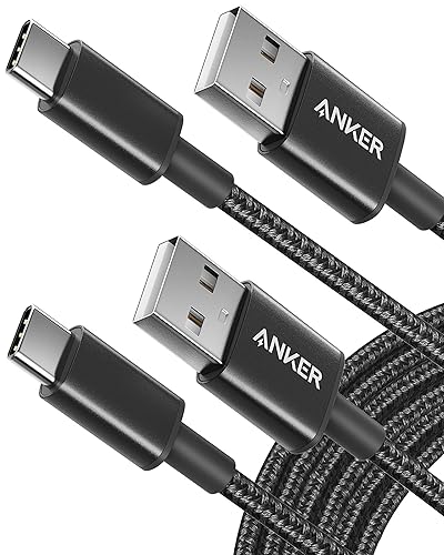 Anker Cable USB C, 2 unidades, 10 pies cable de carga USB A a USB C de nailon de alta calidad para Samsung Galaxy S10 S10+, LG V30, Beats Fit Pro y