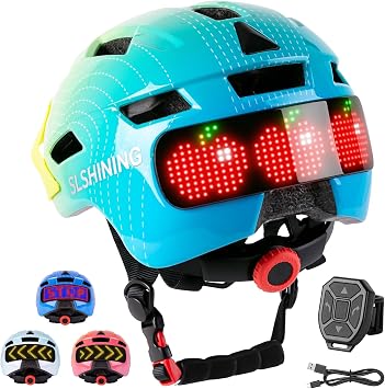 Kids Bike Helmets with LED Display, High Visibility, Turning & Stop Signal Light, Helmet for Kids 3-5, 5-8, 8-14, Adjustable for Youth Boys Girls, Safety Cycling, Scooter