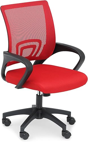 Miniatura 22 de Athena Collection Silla de oficina para computadora, silla de escritorio ergonómica con ruedas rodantes, soporte de espalda de malla y altura Negro