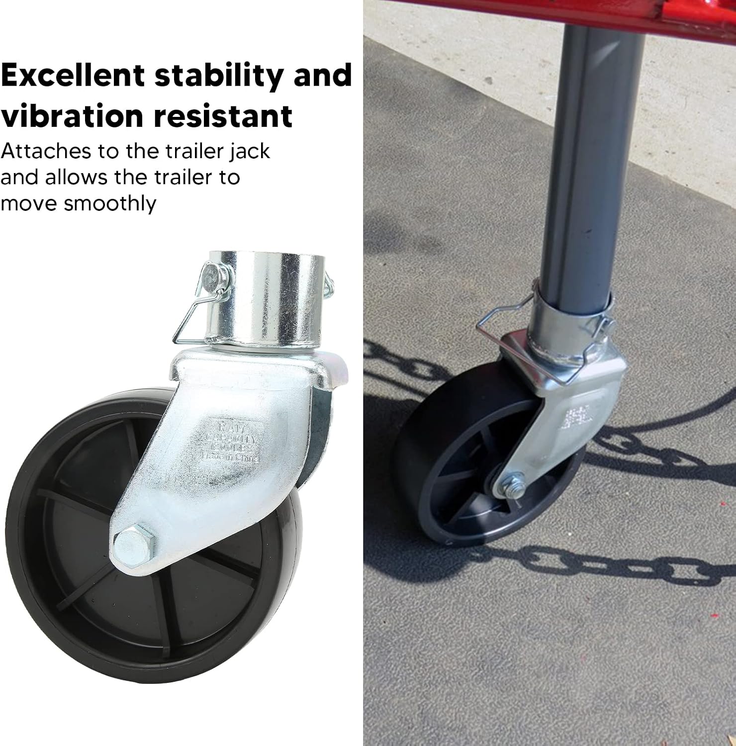 6in Jack Ca Wheel, Heavy Duty Cs with 1200 Lbs, Detachable Wheel for Boat Tack, Galvanized Steel truction for i