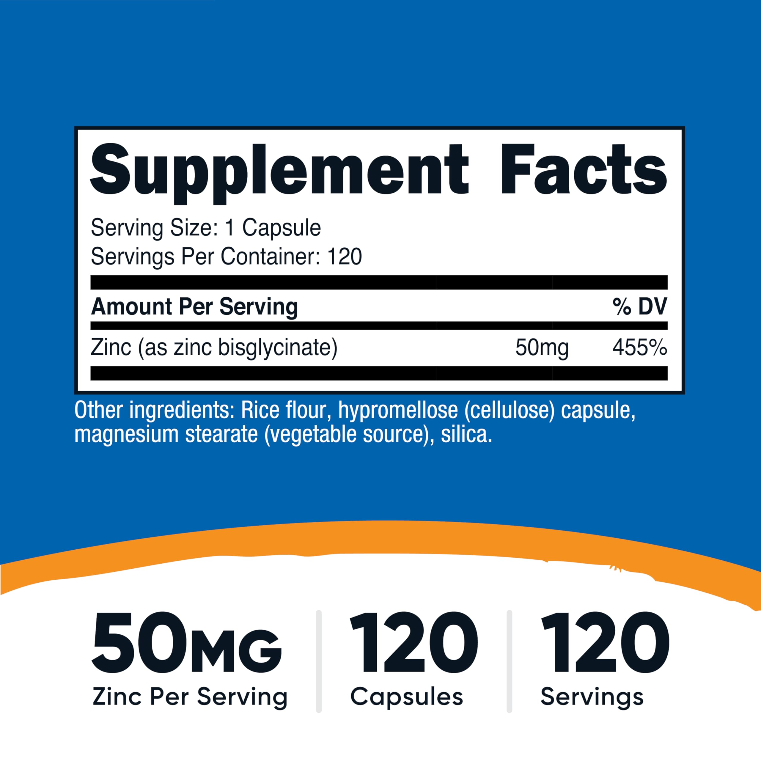 Nutricost Zinc Bisglycinate Supplement (50mg) 120 Vegan Capsules, GMO-Free — Amazon image 2