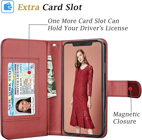 Miniatura 3 de Takfox Funda tipo cartera para iPhone 11, iPhone 11 6.1 de piel tipo cartera con ranuras para tarjetas de crédito de identificación, función atril,