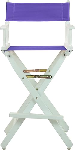 Miniatura 3 de Casual Home 230-01021-41 - Silla de director de 30 in, marco blanco, con lona color morado, altura de barra