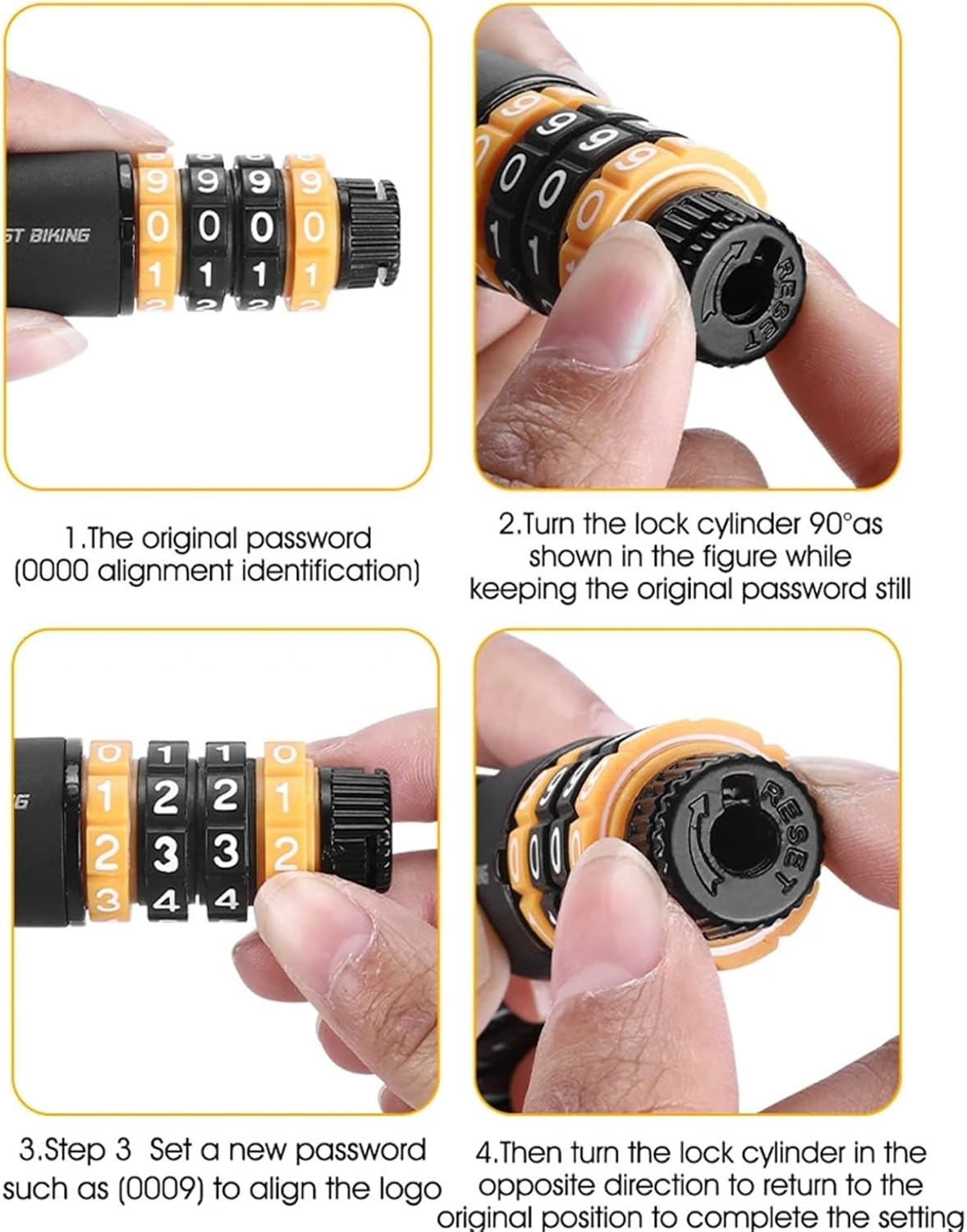 Bicycle Helmet Anti-Theft Elastic 4-Digit Password Combination Steel Cable Lock(Black)