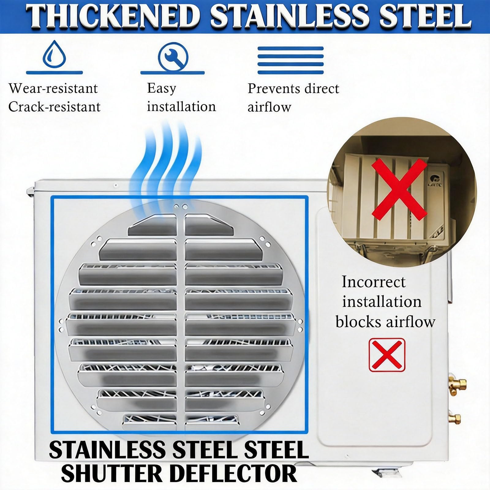 Cubierta de ventilación, Placa deflectora Cuadrada Ajustable para Aire Acondicionado - Cubierta de Unidad de Aire Acondicionado de 23" para protección de Bomba de Calor, Rejilla Exterior par