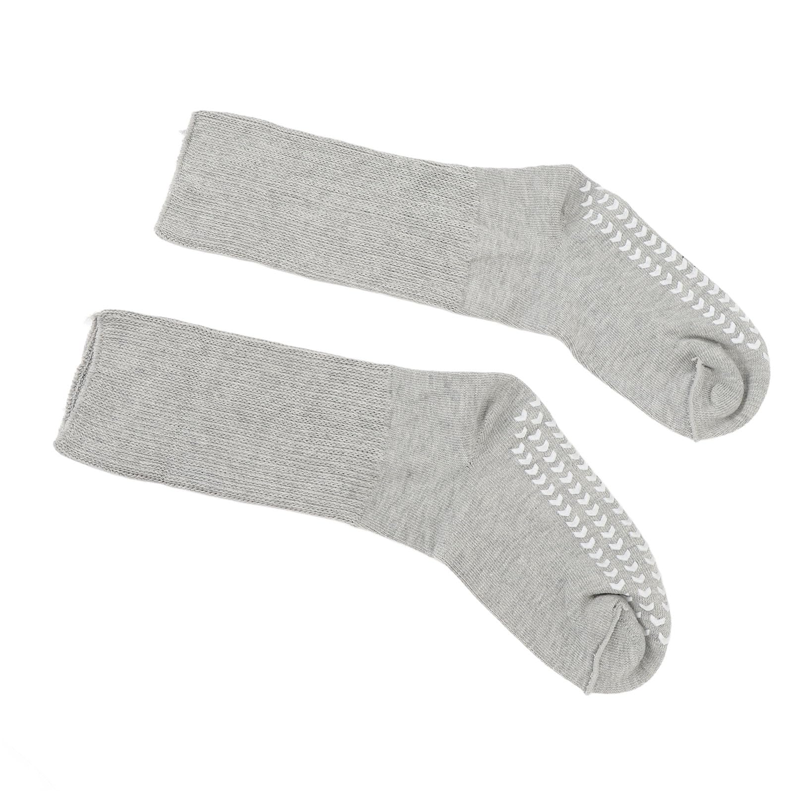 Super Wide Socks Gray with Grips Non Slip Loose FIT HIGH Stretch Socks for Fat FEET (S M)