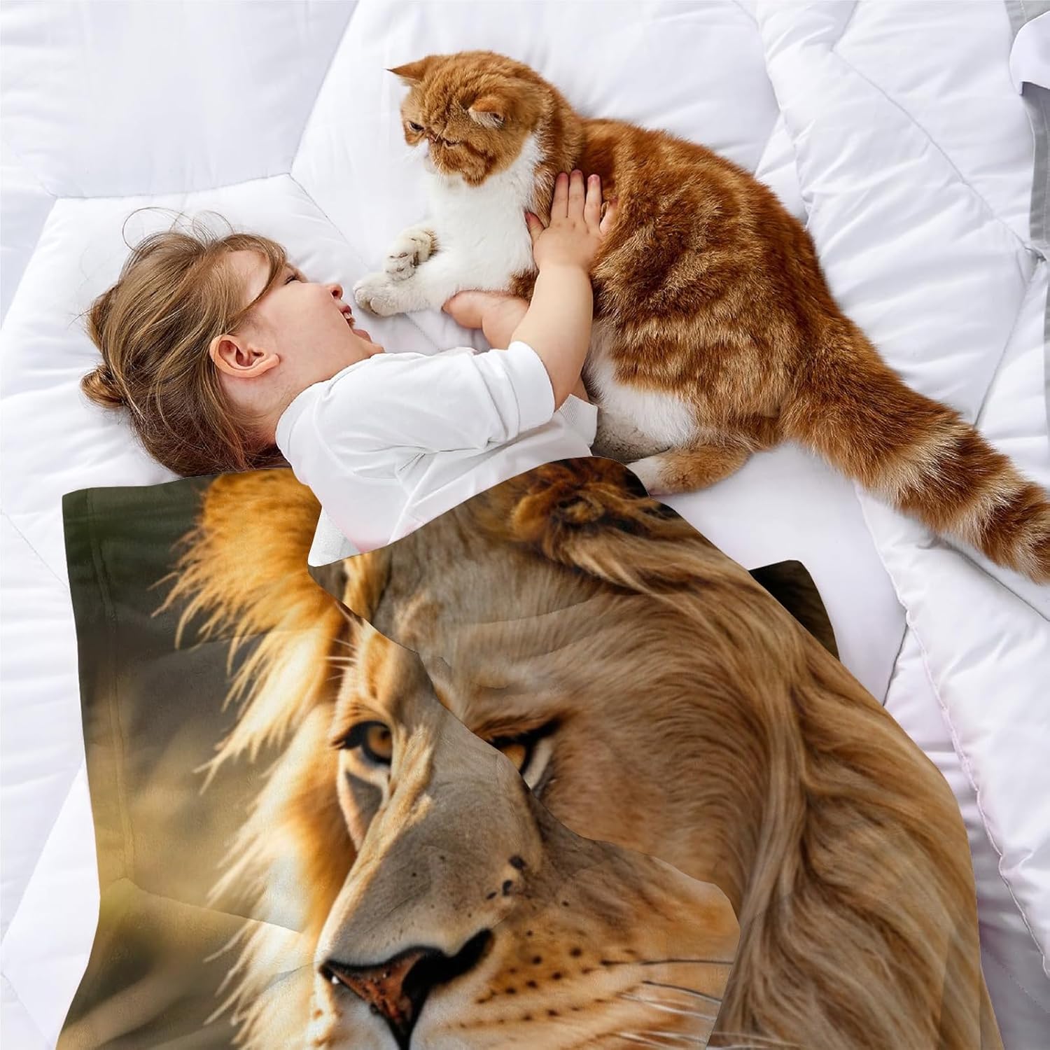 Lion Throw Blanket, Soft Cozy Valentine's Day Blanket for Couch Sofa Living Room Bedroom, 30" x 40"