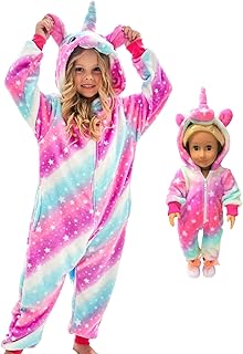FZOSM Cute Girls Unicorn Halloween Costume Cosplay Onesie (Purple/Pink, 7-8 Years)