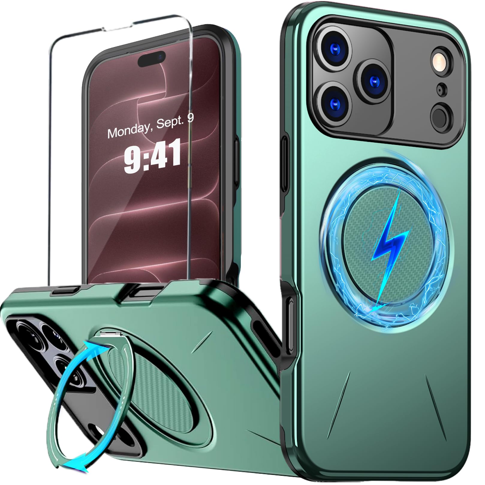 Case for iPhone 18 Pro Max iPhone 17 Pro Max Compatible with MagSafe 360 Rotating Magneti…