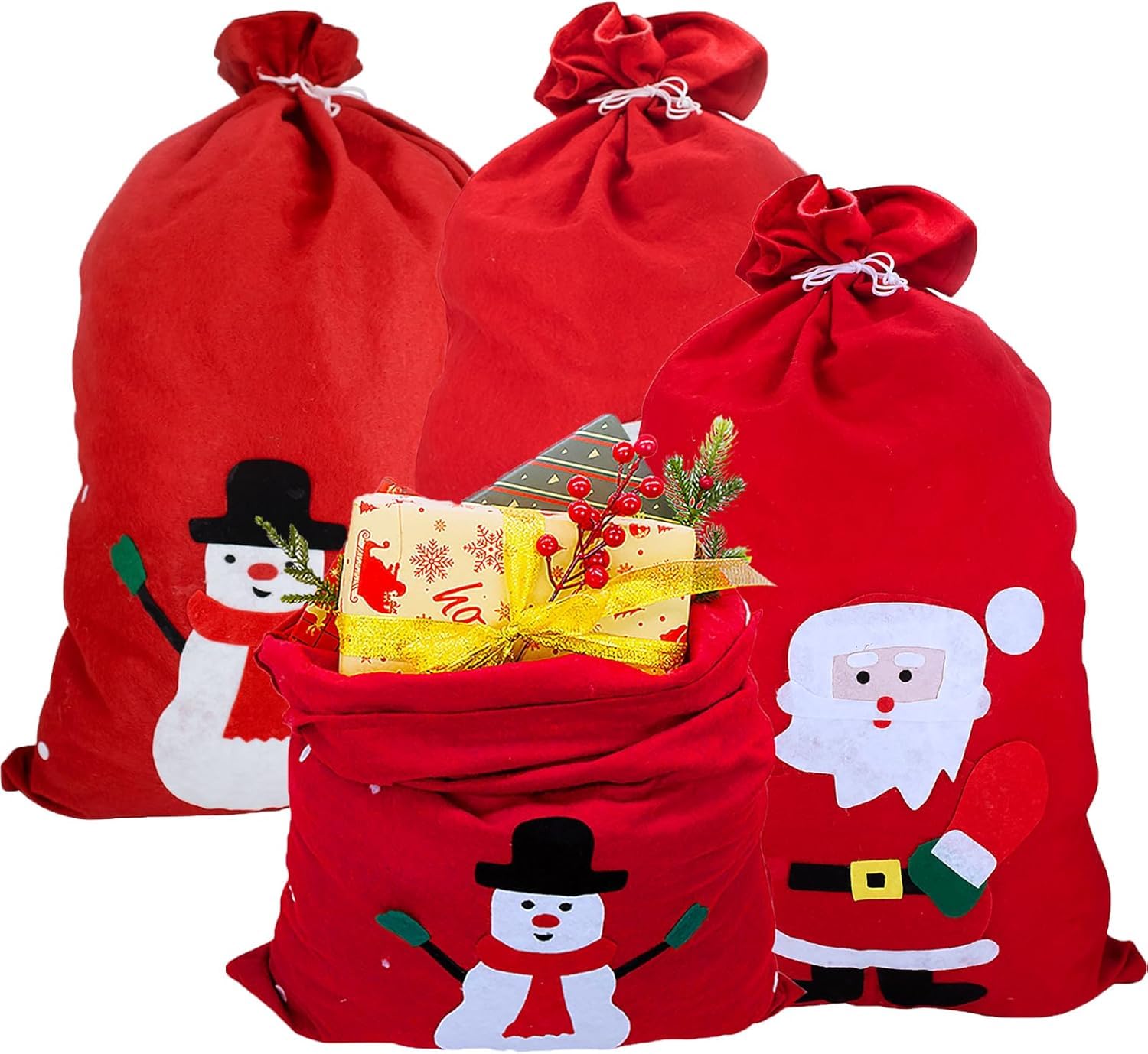 apsambr APSAMBR- 3 Pcs Christmas Santa Drawstring Gift Bag, Reusable Candy Bags for Festival,Party Candy Bag for Xmas Christmas Party (12 * 8INCH)-picture-33