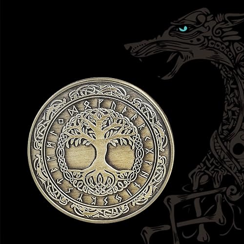 Miniatura 7 de Viking Yggdrasil Moneda Árbol de la Vida Mitología Nórdica Talismán