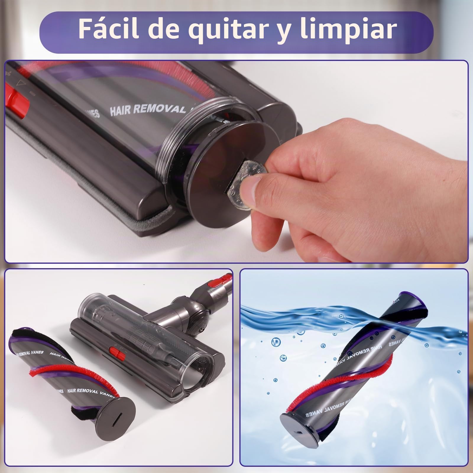 Cepillo de repuesto para Dyson V10 V11 V7 V8 V15 Boquilla de suelo motorizada Accesorios Boquilla de suelo Cepillo turbo para suelos duros y alfombras