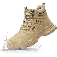 Steel Toe Boots for Men Lightweight Work Boots for Men High Top Safety Boot with Kevlar Puncture-Resistant Midsole Comfortable Industrial Work Shoes Splash-Proof Botas De Trabajo para Hombre