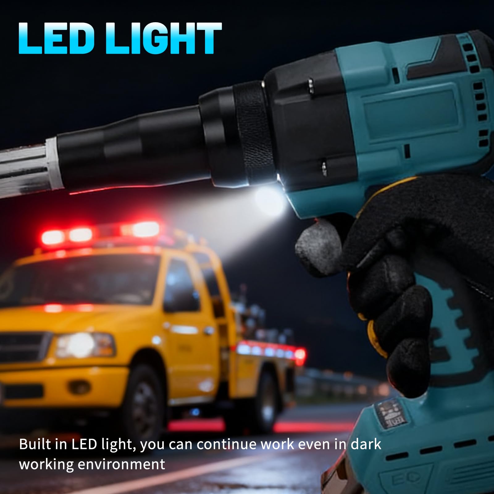 Pince à riveter sans fil compatible avec Makita 18 V | pistolet à écrou à riveter électrique 2 en 1, avec lumière LED, 20 KN, 20 rivets, adaptateurs 3,2/4,0/4,8 mm (sans batterie)