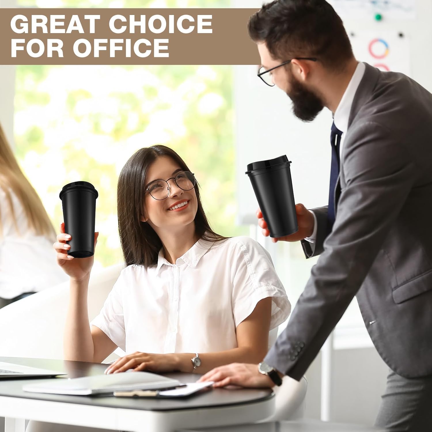 Honeydak 45 Pack 16 oz Reusable Coffee Cups with Lids Water Bottle Iced Coffee Travel Mug Reusable Portable Plastic Tea Tumblers Bulk for Hot and Cold Drinks Birthdays Party(Classic,Black) - Image 4