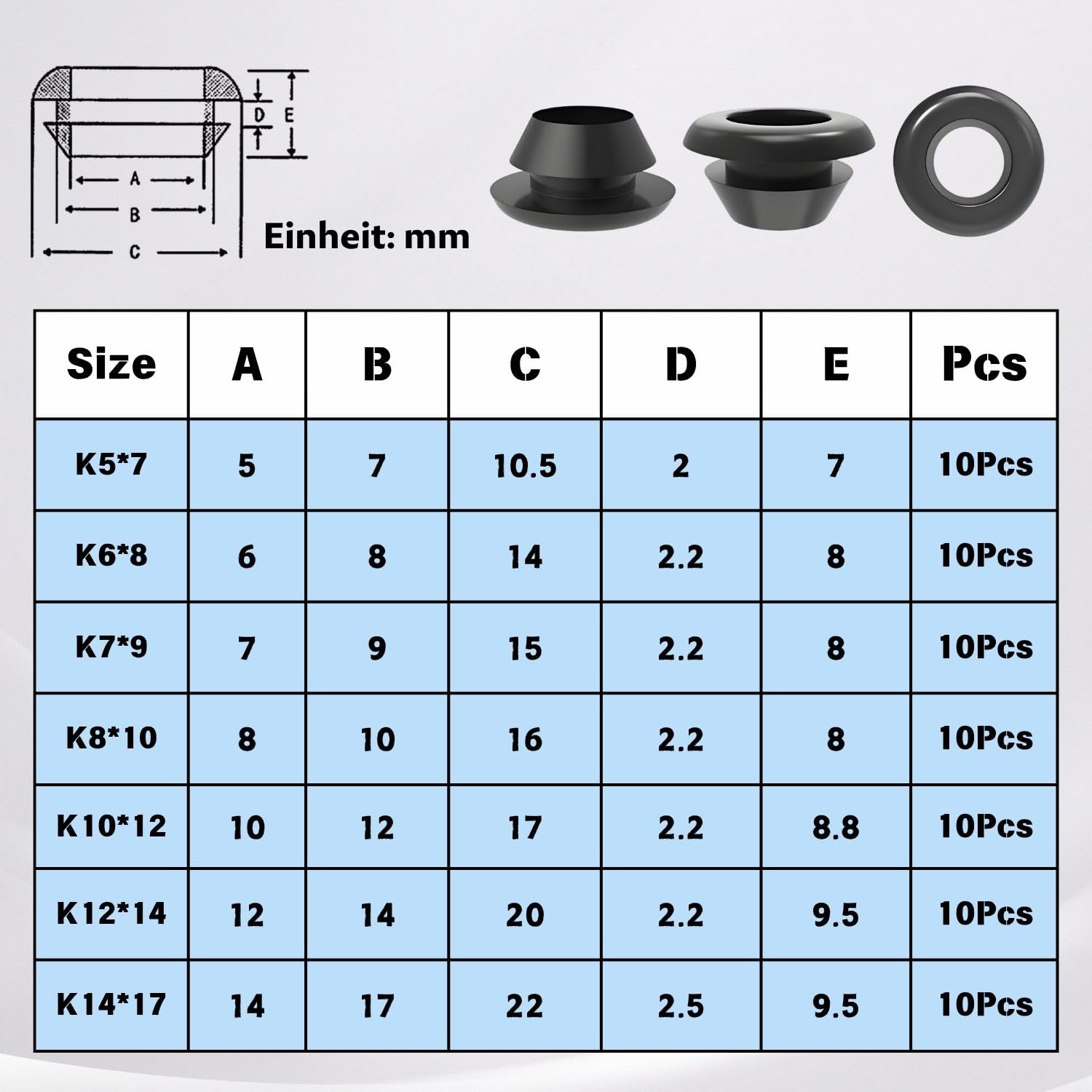 5mm Kabeltülle Gummi Kabeldurchführung Durchführungstülle 10 Stück 5mm Kabeltülle Gummi Kabeldurchführung Durchführungstülle 10 Stück