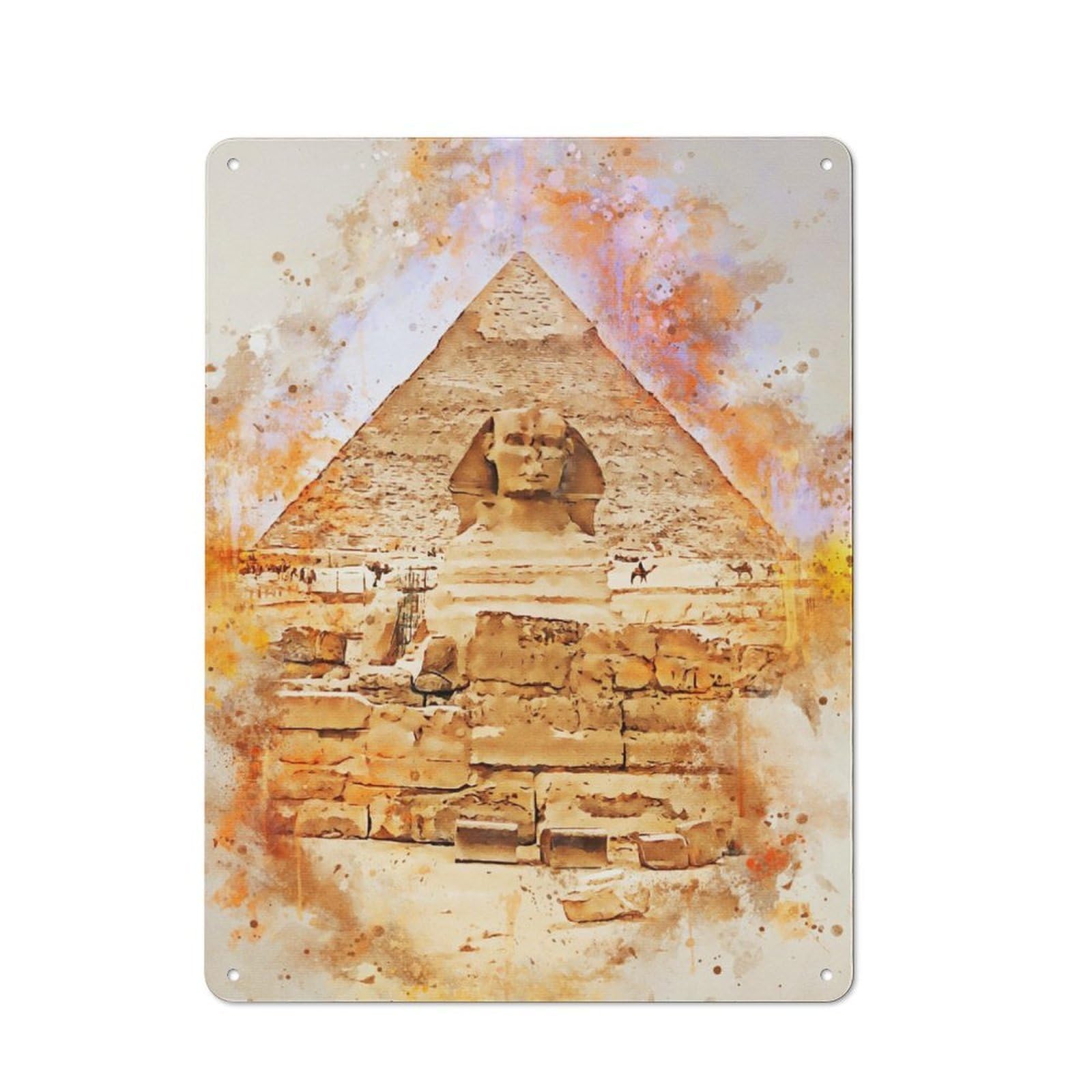 Junmoney Cairo In Watercolor Metal Plaque 40X30cm With For Garage Wall, Retro Decor, Housewarming Present For People Styling Garage