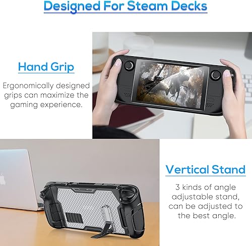 Miniatura 7 de Funda protectora para Steam Deck 2022, TPU suave anticolisión antiarañazos, con soporte magnético ajustable de 3 niveles, accesorios de funda de