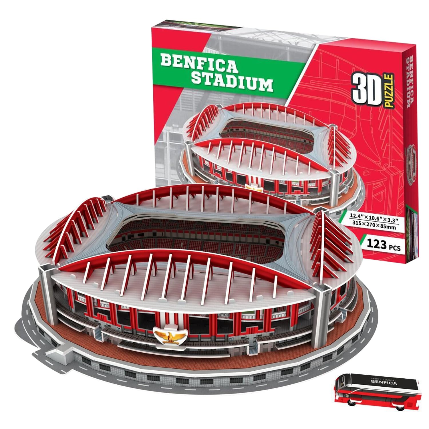 Georgie Porgy 3D Football Stadium Puzzle Toy DIY Building Model Kits Construction Sets (Benfica Stadium 123 Pieces)