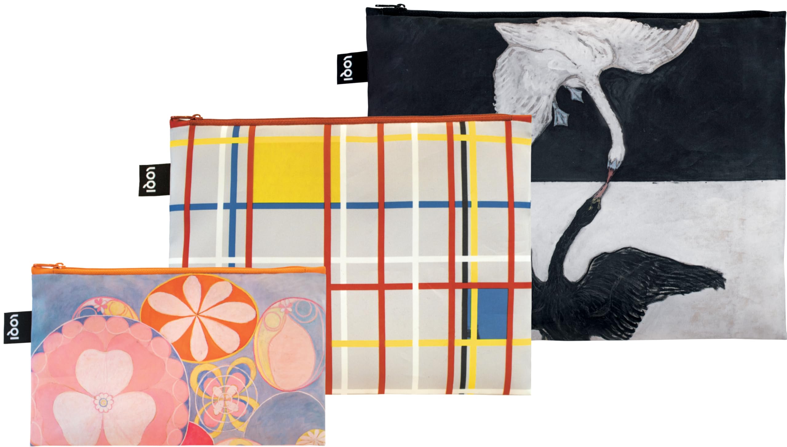 Loqi Multicolored Hilma Af Klint/Piet Mondrian-The Swan, Childhood, New York City 3 Recycled 3 Pieces, Polyester, Large