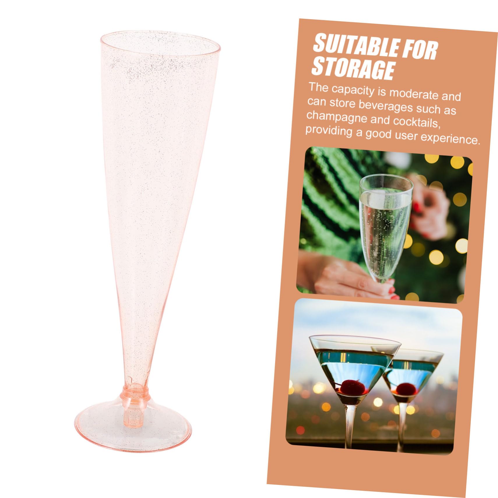PRETYZOOM 10pcs Disposable Goblet Glasses Mimosa Flute Wedding Pink Wine Tasting Party Supplies Stemless Cup Bachelorette Glitter Cocktail Plastic Goblet Wine Goblets Rosy Plastic