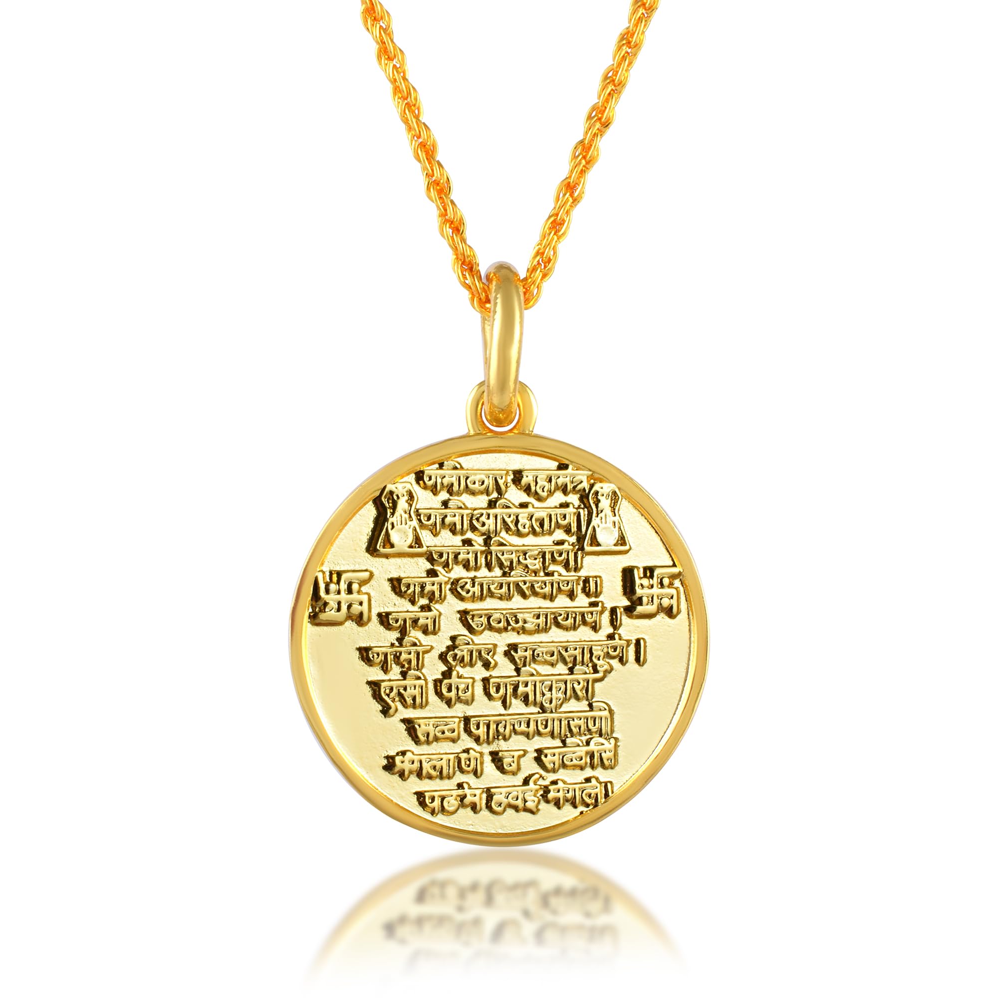 Brass Jain Namokar-Navkar Mantra Reversible Pendant for Men women Jain spiritual chain pendant Necklace jewellery Unisex (PCDM3813)-3 Colour Options.-image-37