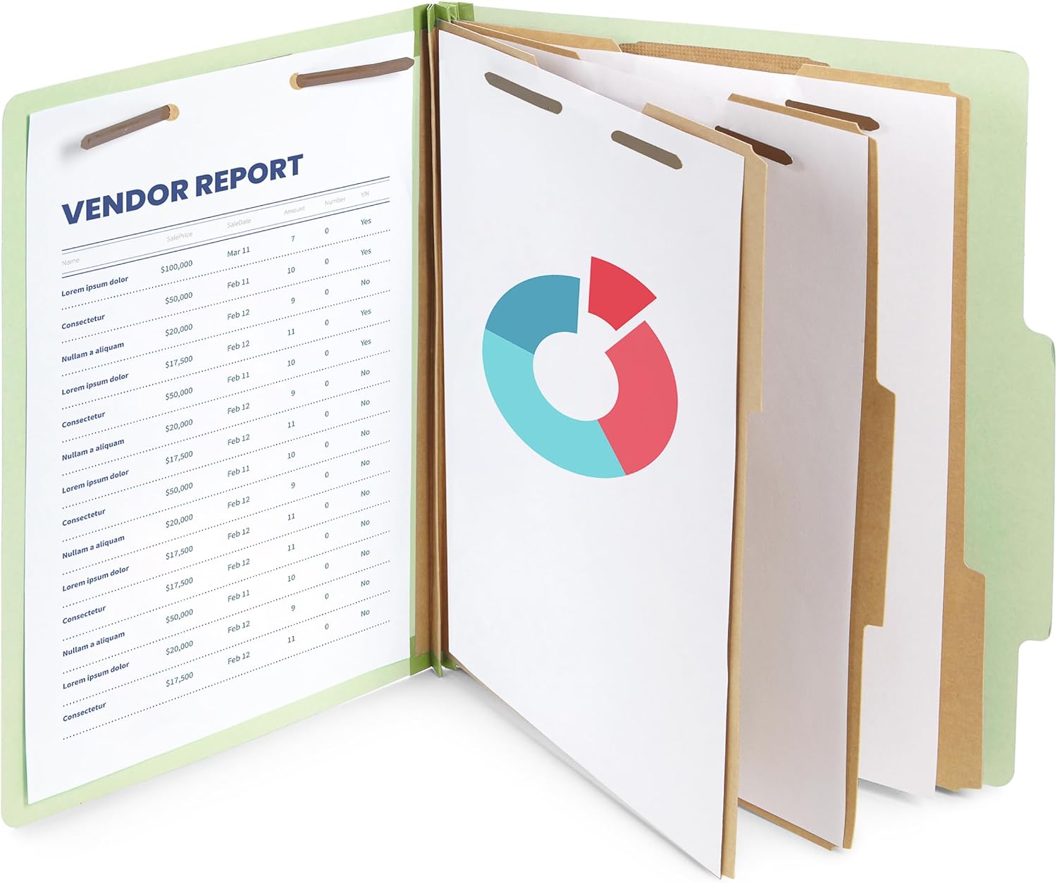 Blue Summit Supplies 10 Classification Folders, 3 Divider, Gray Green image 2