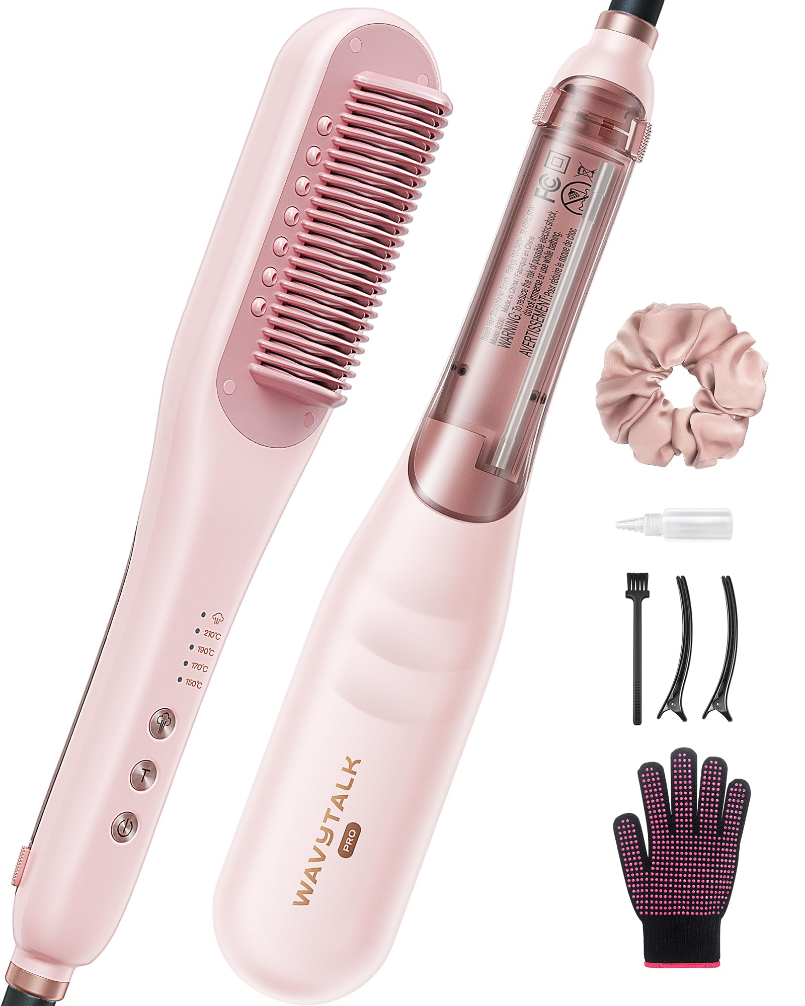 wavyTALK スチームラインプロ Wavytalk Pro Steam Hair Straightener Brush, Steamline Pro 3 in 1