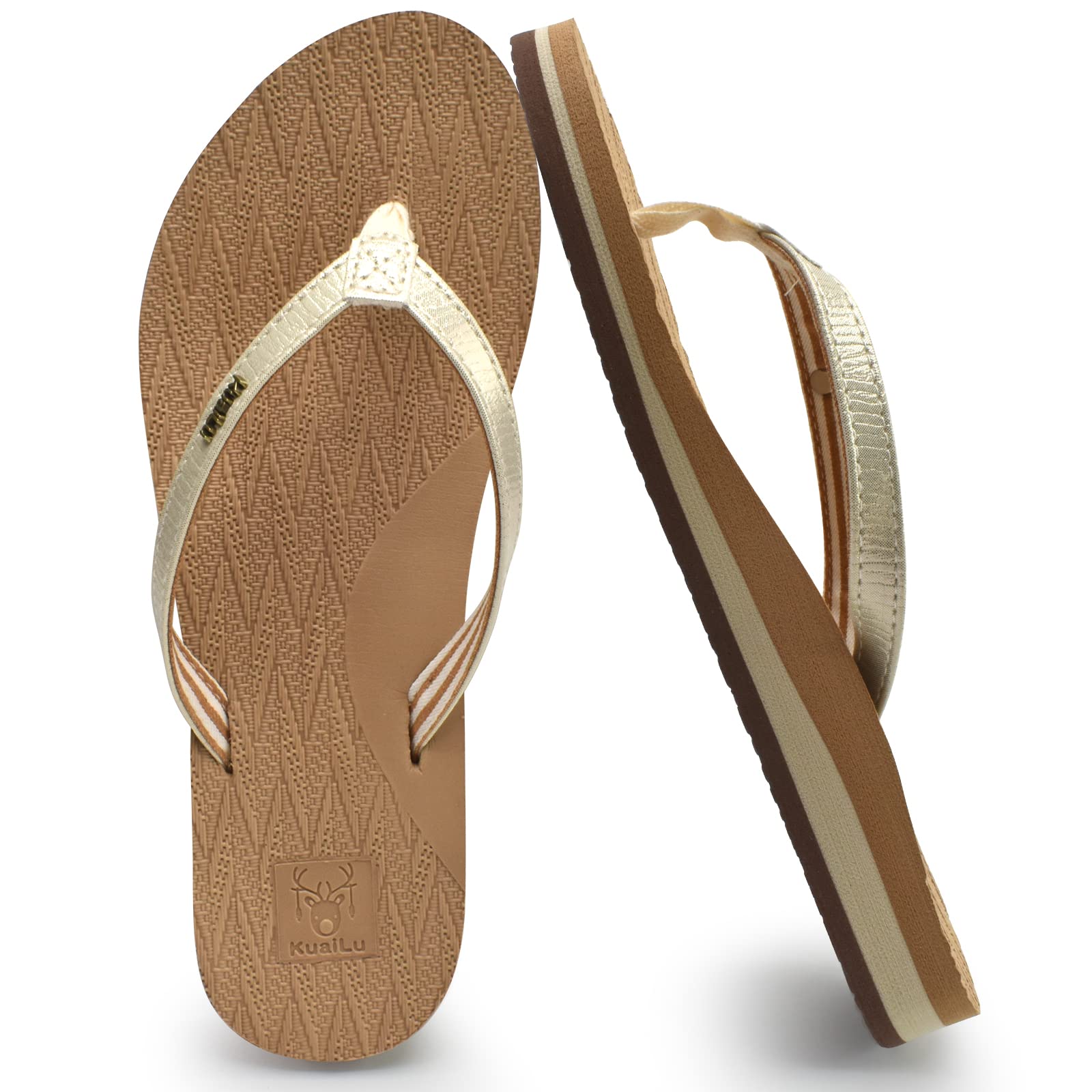 KuaiLuWomens Fashion Flip Flops Ladies Lightweight Yoga Mat Thong Summer Beach Sandals with Comfortable Arch Support