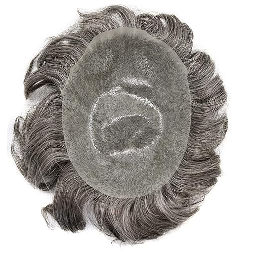 Miniatura 48 de Mens Toupee Real Human Hair Piece 0.06mm Ultra Thin Skin Toupee V-loop Natural Looking Hair Pieces For Men Hair Replacement System8x10-90% light