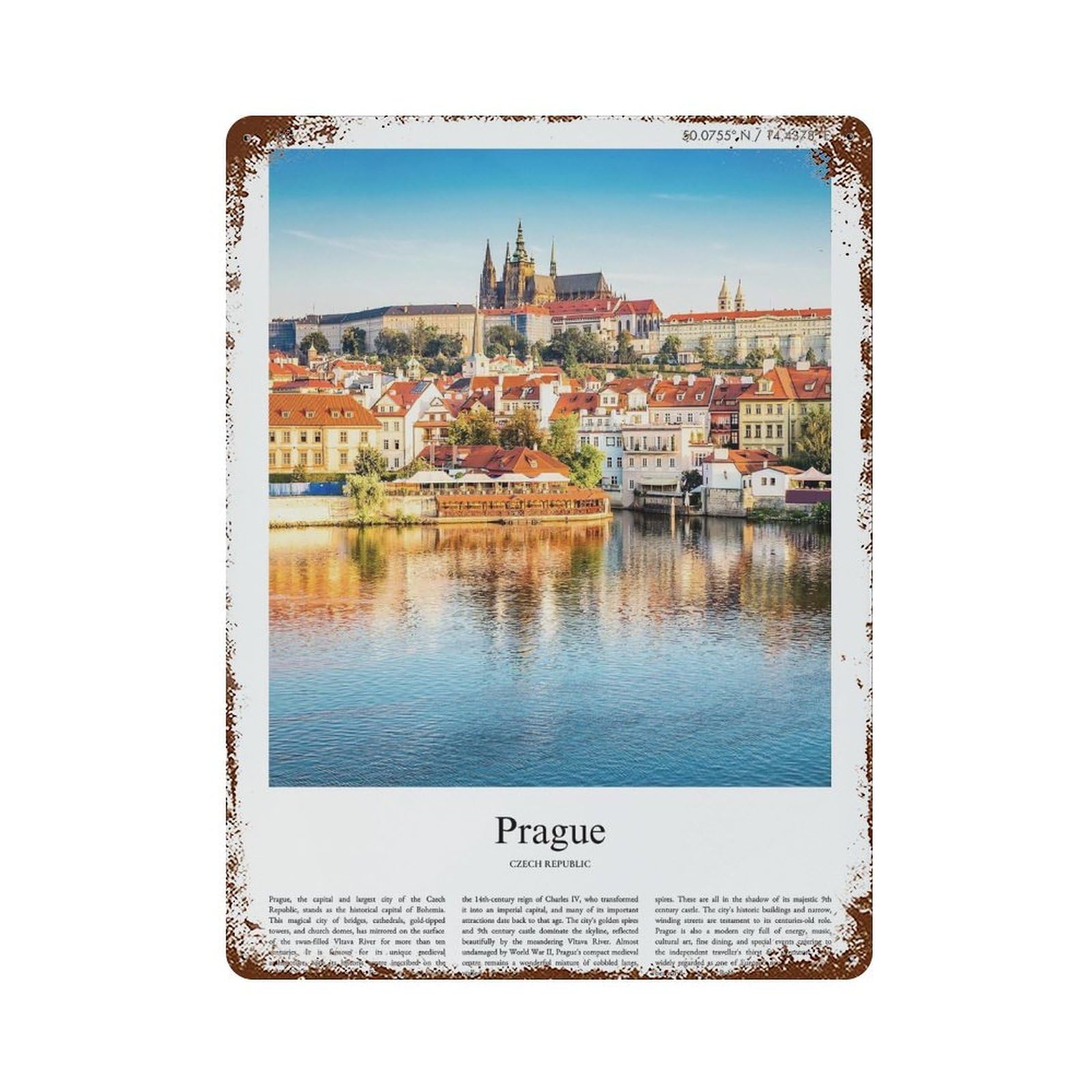 xiaoxiaoshen Prague Czech Republic City Scenery Wall Decor Art Metal Tin Poster Modern Home Decor Art Home Bar Shop Decorations Vintage Sign 40x30cm