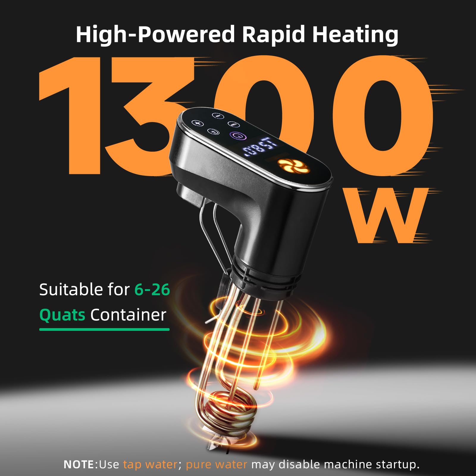 Outohome Sous Vide Machine,1300 Watts, Immersion Circulators, Precision Cooker, Steak Cooker, Temperature and Time Digital Display Control, Ultra-Quiet,Fast-Heating,Easy to store,IPX7 Waterproof