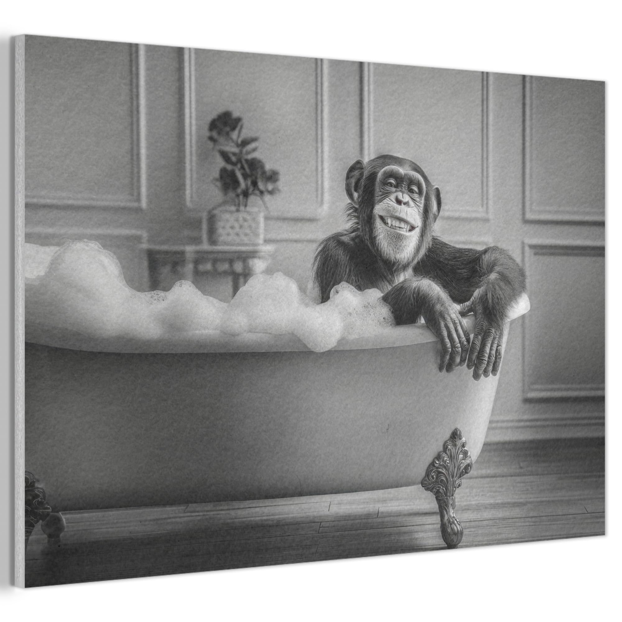 MuchoWow© Felt Panel 90x60 cm Wall Art Home Decor Painting for Living Room Gifts Hallway Decoration Chimpanzee - Bath - Foam - Smile