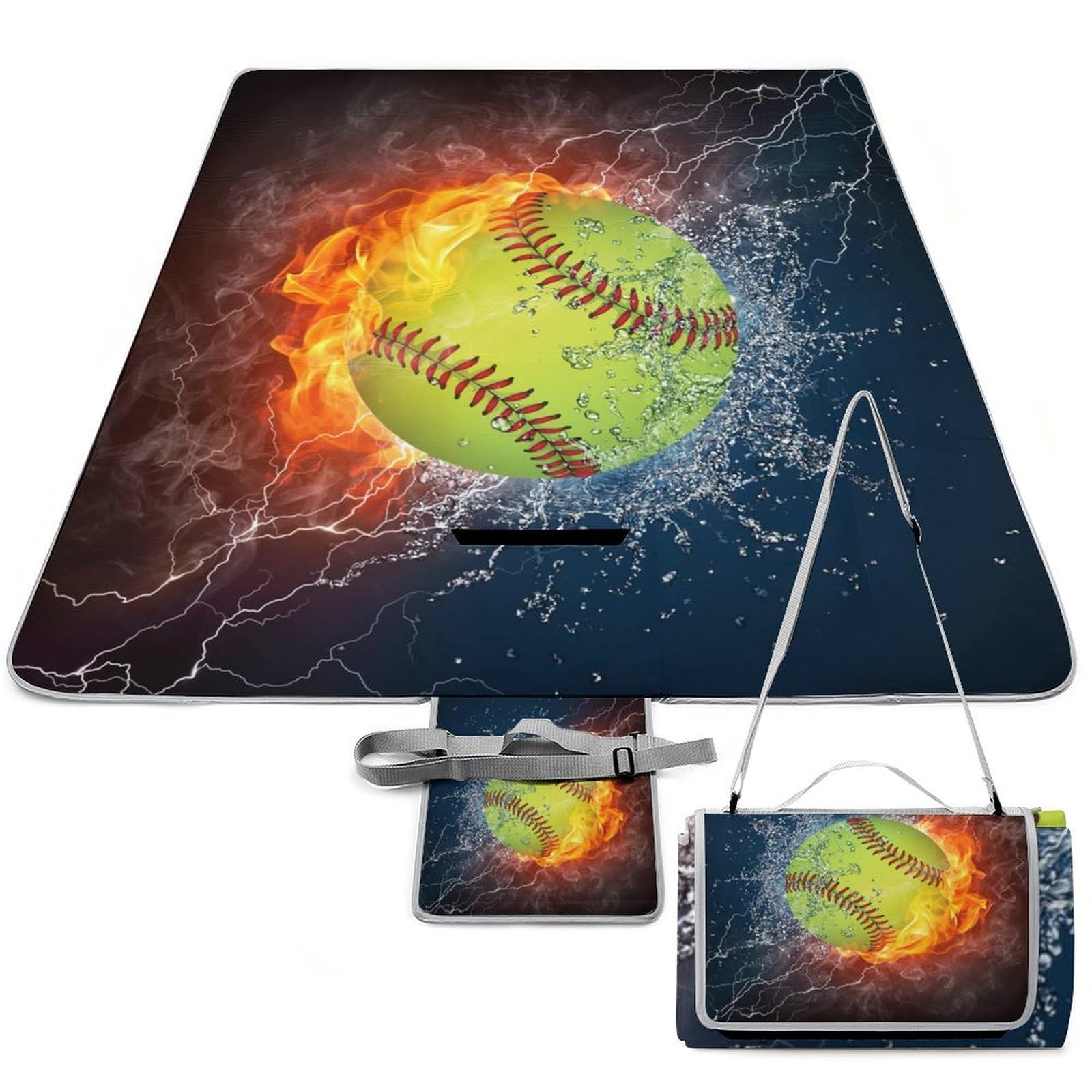 Tapis de pique-nique pliable orange pour camping en famille et déjeuners sur l'herbe