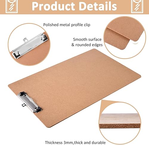 Miniatura 4 de Paquete de 4 portapapeles de madera, tableros de clip de 11 x 17 pulgadas con clip de perfil bajo, tablero horizontal de madera dura, portapapeles