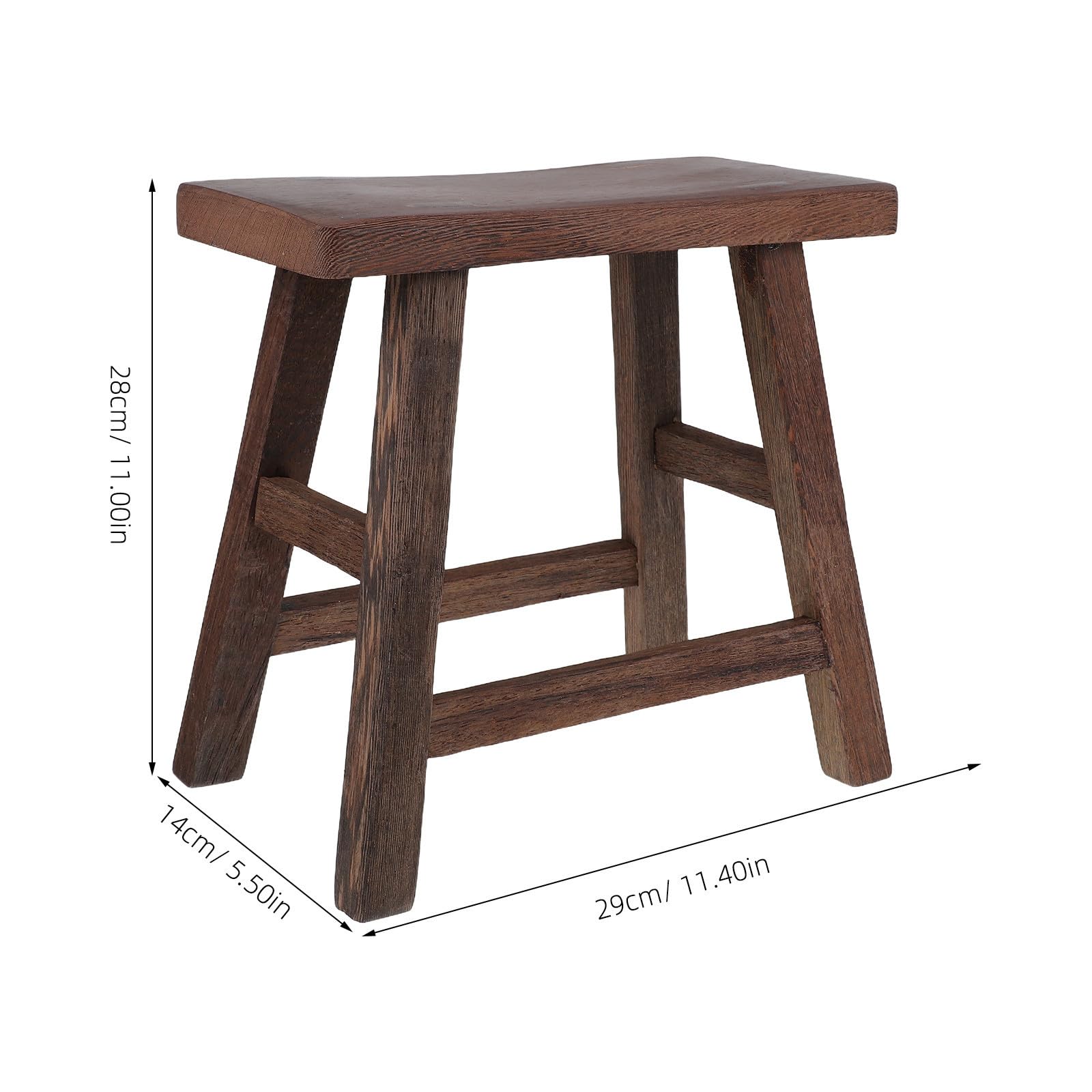 Taburete Infantil de Madera Maciza, Banco Pequeño Curvado de 28 Cm