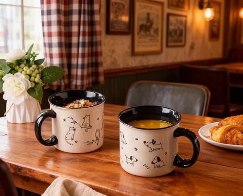 Miniatura 35 de AmorArc Juego de 2 tazas de café de cerámica grandes de 22 onzas, tazas de gran tamaño con mango grande para hombres, mujeres, papá, mamá, taza