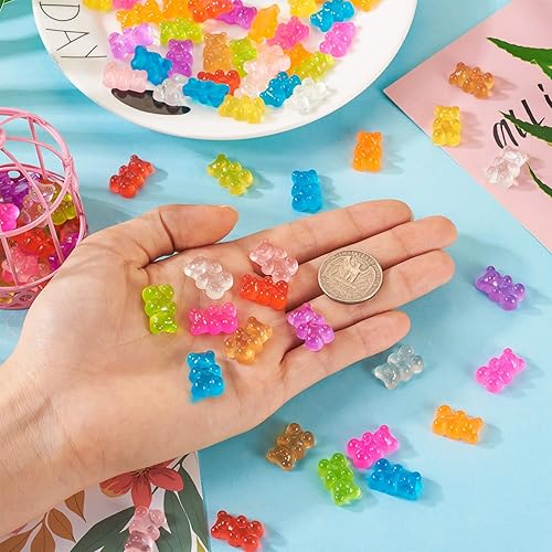 Miniatura 10 de Beadthoven - 24 piezas de osos de bebé luminosos de resina, ositos de goma brillantes, escultura en miniatura, figura de casa de muñecas, coloridos