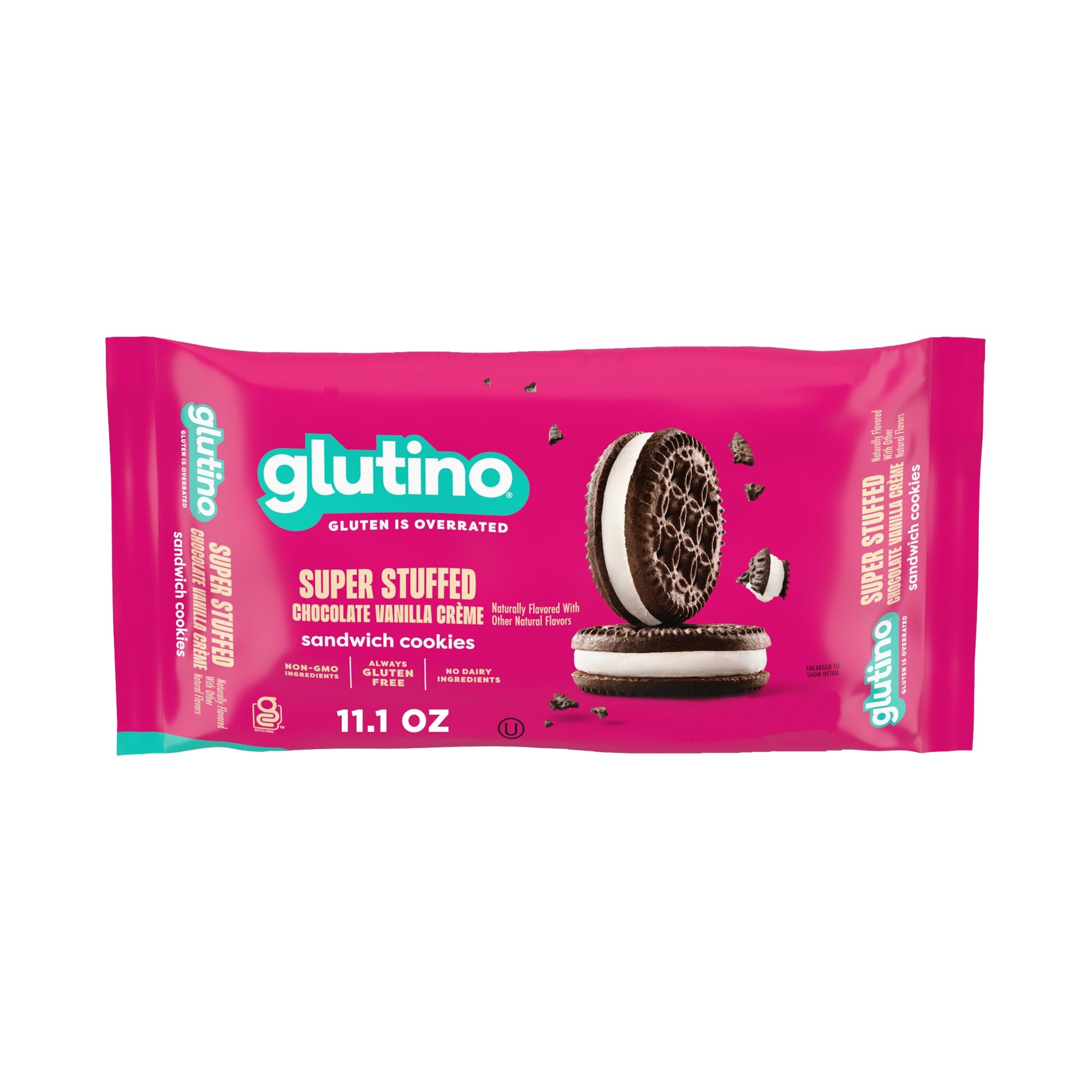 Glutino Super Stuffed Chocolate Vanilla Cream Cookie, 11.1 Ounce