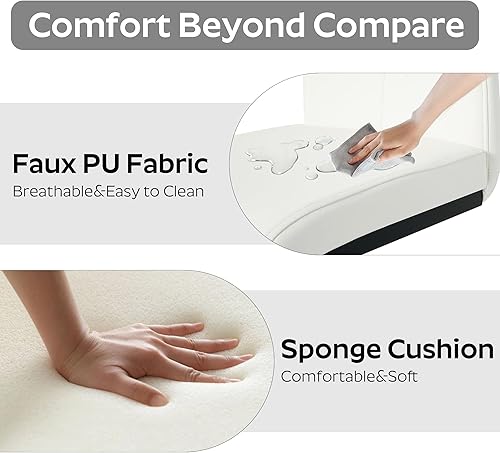 Miniatura 5 de Juego de mesa de comedor de 7 piezas para 6, mesa rectangular moderna de cristal con 6 sillas tapizadas de cuero, juegos de mesa y sillas de comedor