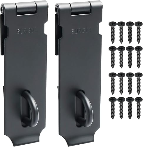 Alise MS9B-5C-2P - 2 cerraduras de puerta, cierre de seguridad de acero inoxidable SUS 304 de 5 pulgadas, con tornillo de fijación para puertas