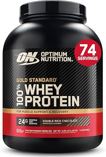 Optimum Nutrition Gold Standard 100% Whey Protein Powder, Double Rich Chocolate, 5 Pound (Packaging May Vary)